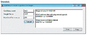Statdisk dialog box for confidence interval for a proportion