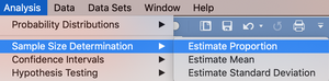 Software menu for sample size determination