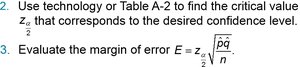 Procedure step 2 and 3 for confidence interval