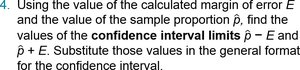 Procedure step 4 for confidence interval