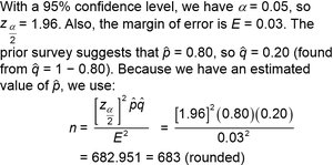 Sample size calculation with estimate