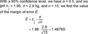 Calculation of margin of error for mean
