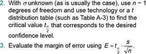 Procedure for confidence interval for mean