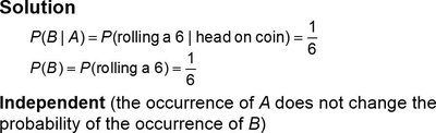 Independent events with coin and die