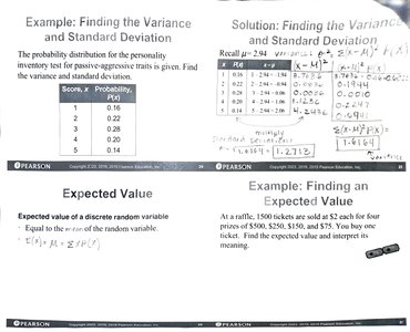 Variance and standard deviation formulas, example calculation
