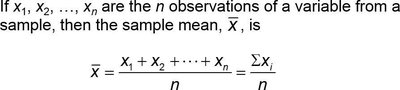 Formula for sample mean