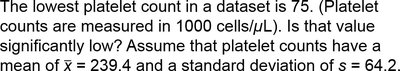 Platelet count significance example
