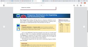 Screenshot of frequency distribution table