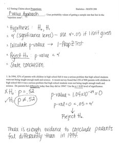 p-value approach example with normal curve