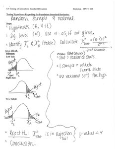 Testing claims about standard deviation with chi-square curves