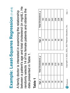 Table of age and cholesterol data