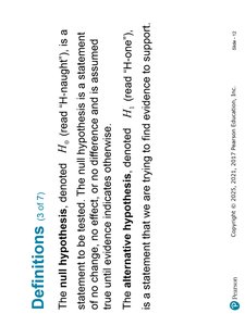 Null and alternative hypothesis definitions