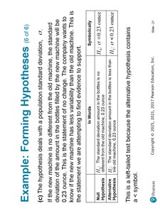 Forming hypotheses example (standard deviation table)