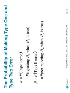 Probability of Type I and II errors
