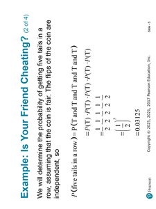 Probability calculation for five tails