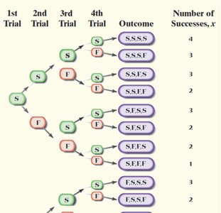 Tree diagram for binomial experiment (first part)