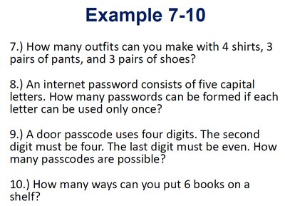 Counting principle examples