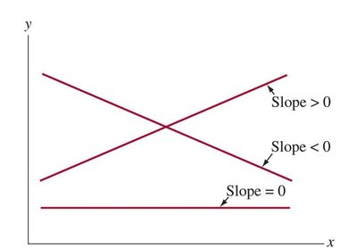 Graph showing lines with positive, negative, and zero slopes