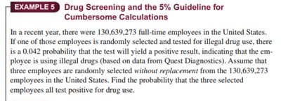 Drug screening example with 5% guideline