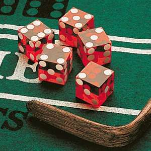 Dice on a gaming table, representing discrete sample space