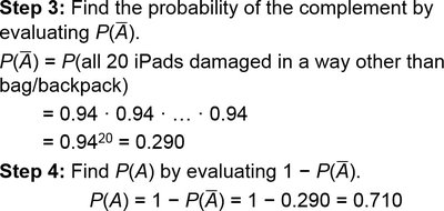 Complementary probability calculation for iPad damage