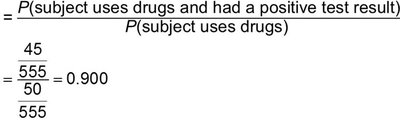 Conditional probability calculation for drug testing
