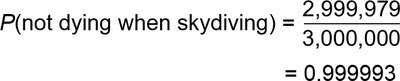 Probability calculation for surviving skydiving