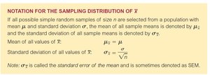 Notation for the sampling distribution of sample means