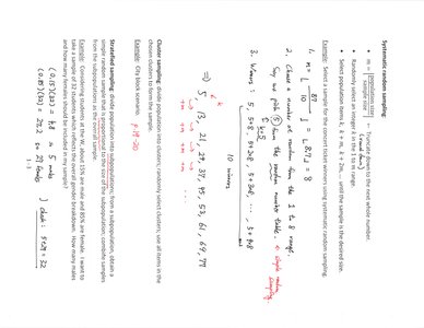Handwritten notes and calculations illustrating systematic sampling