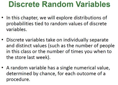 Discrete Random Variables definition and examples