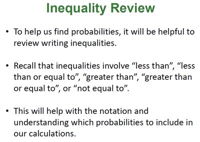 Inequality Review for probability calculations