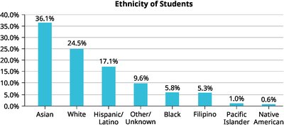 Pareto chart of student ethnicity