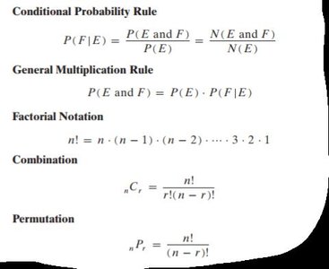 Summary of counting formulas
