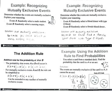 Examples of mutually exclusive and non-mutually exclusive events