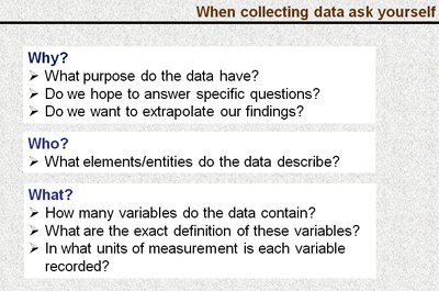Questions to ask when collecting data