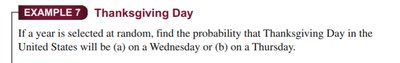 Thanksgiving Day probability example