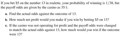Roulette odds example