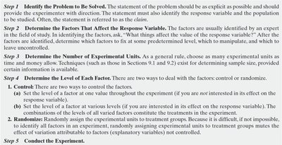 Steps in designing an experiment