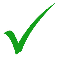 Check mark indicating valid probability distribution