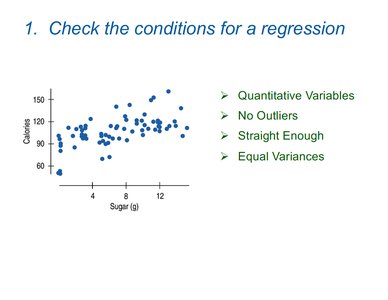 Checking regression conditions with a scatterplot