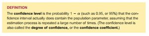 Table of common confidence levels and alpha values