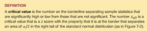 Definition of critical value