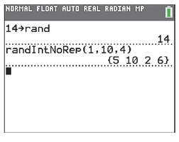 Random sample selection on calculator