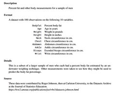 Description of body fat dataset