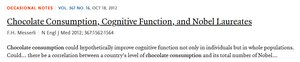 Chocolate consumption and Nobel laureates article