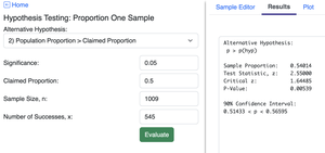 Hypothesis test calculation for drone delivery