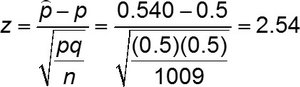 Formula for z test statistic for proportions