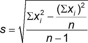 Computational formula for sample standard deviation
