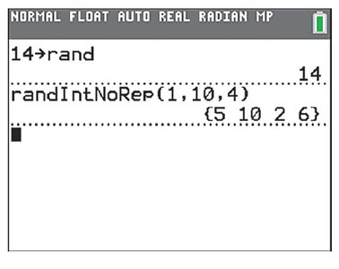 Random sample selection on calculator