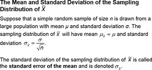 The Mean and Standard Deviation of the Sampling Distribution of X-bar